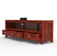 Handmade Amazing Wooden TV Cabinet With 3 Drawers And 1 Open Shelf (Teak Wood) - WoodenTwist