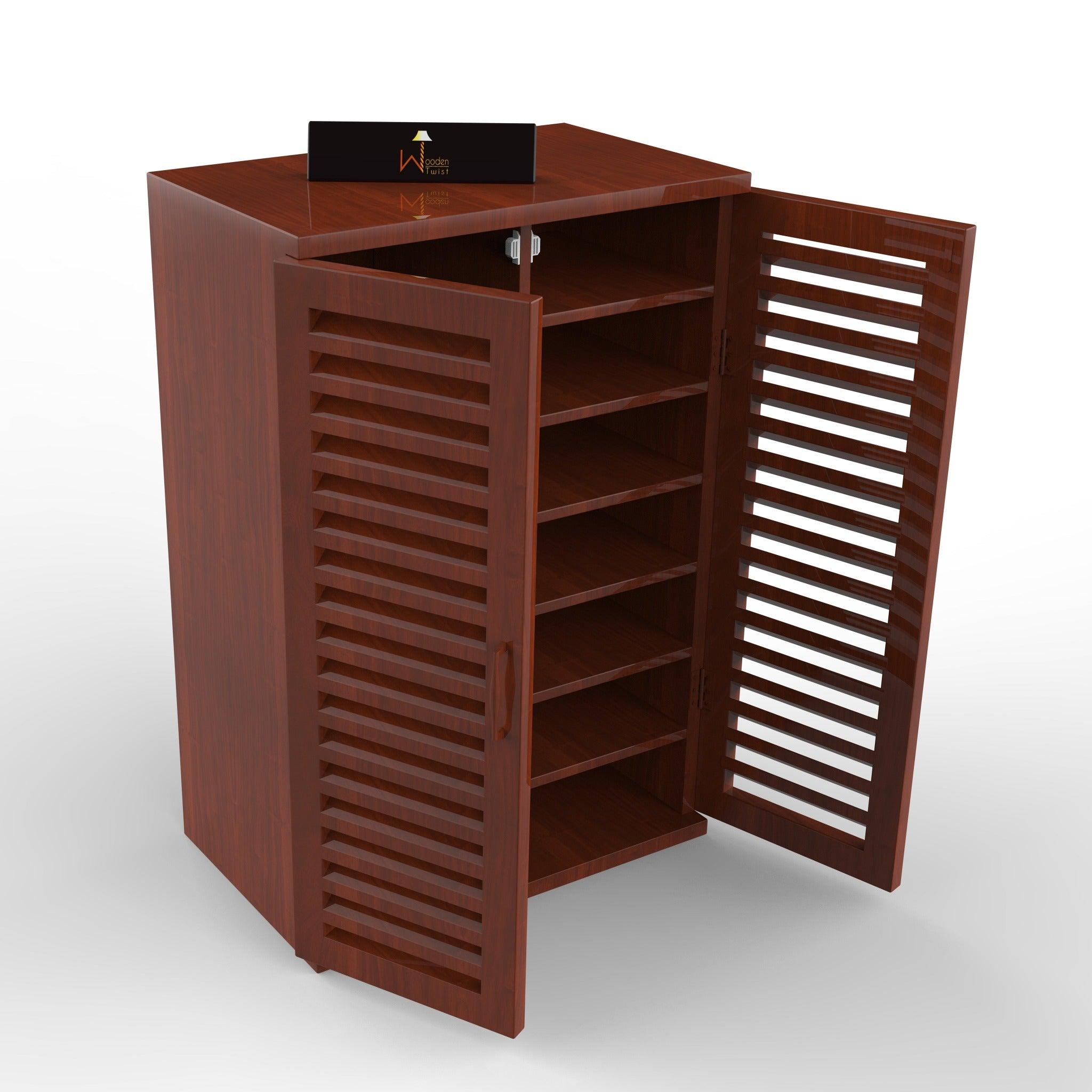 Wooden Shoe Rack Cabinet In Teak Wood - WoodenTwist