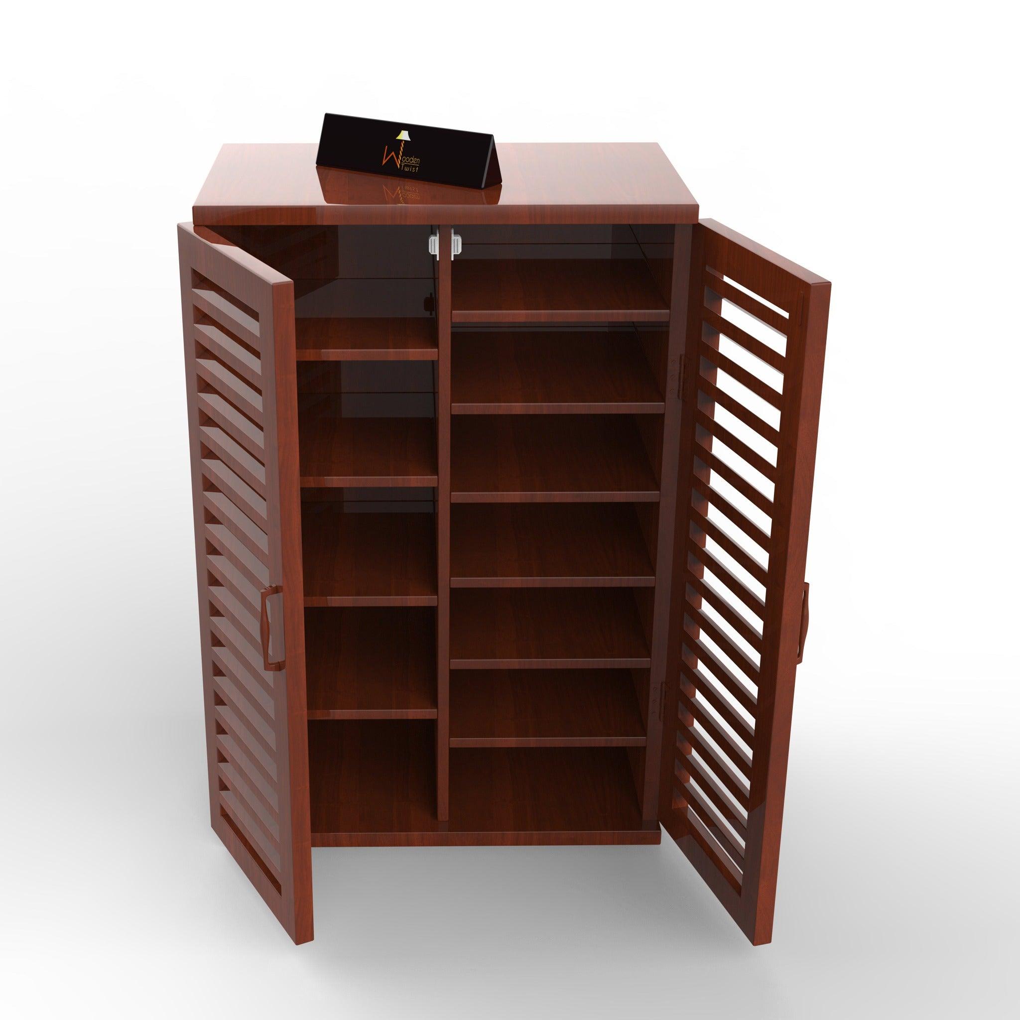 Wooden Shoe Rack Cabinet In Teak Wood - WoodenTwist