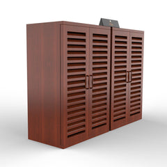 Wooden Double Shoe Rack Cabinet In Teak Wood - WoodenTwist