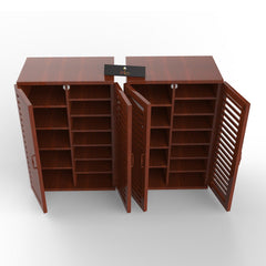 Wooden Double Shoe Rack Cabinet In Teak Wood - WoodenTwist