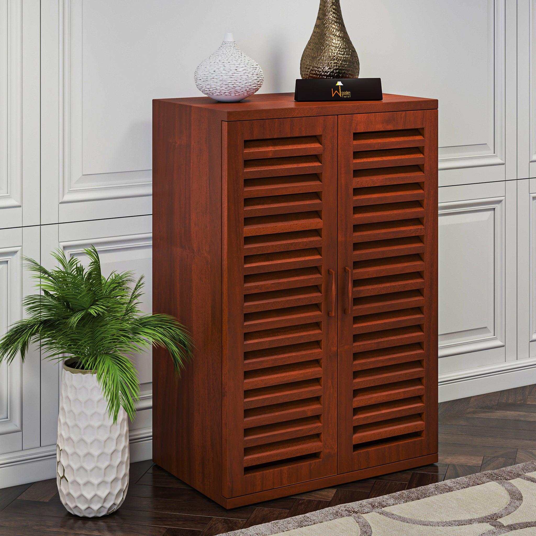 Wooden shoe store storage rack