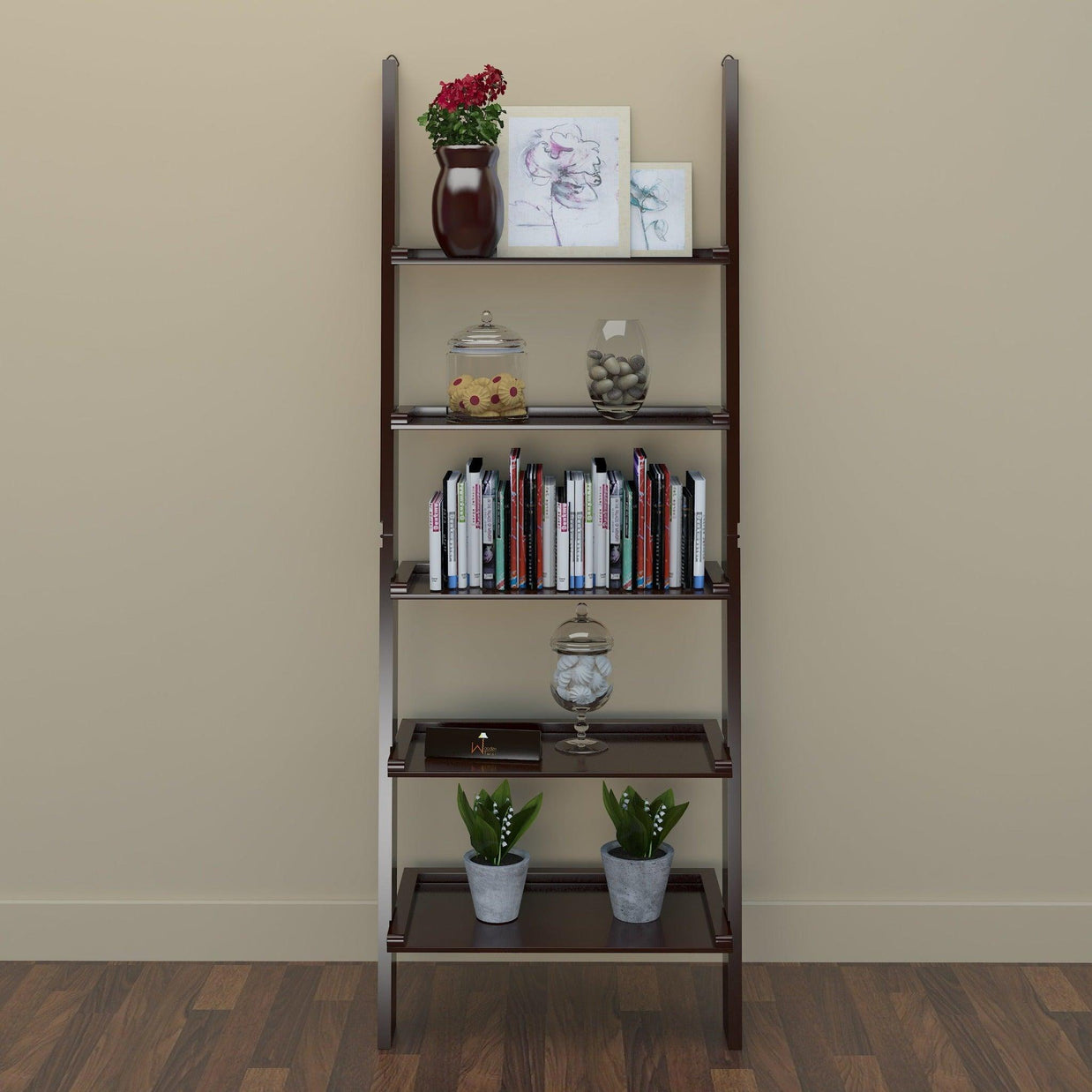Leaning ladder bookshelf dimensions diagram