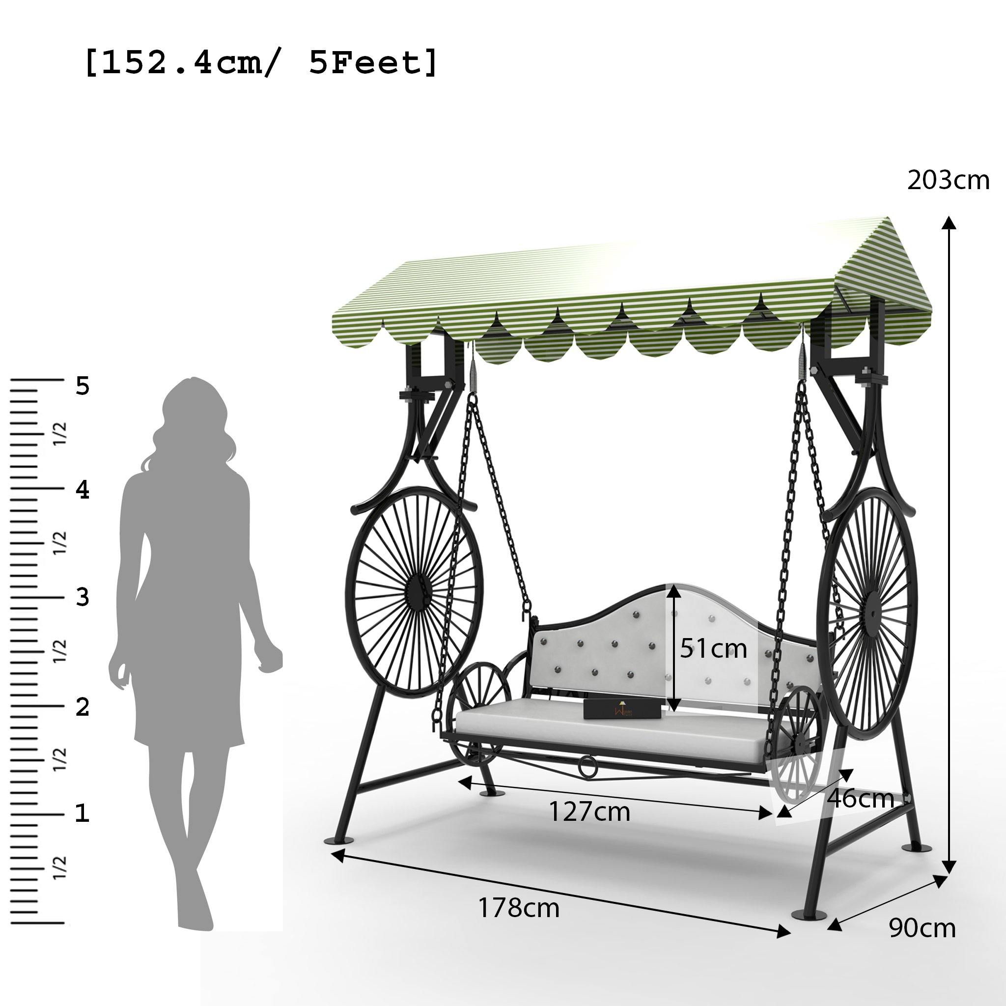 Premium Wood & Iron Garden Balcony Swing, Hammock, Jhula - WoodenTwist