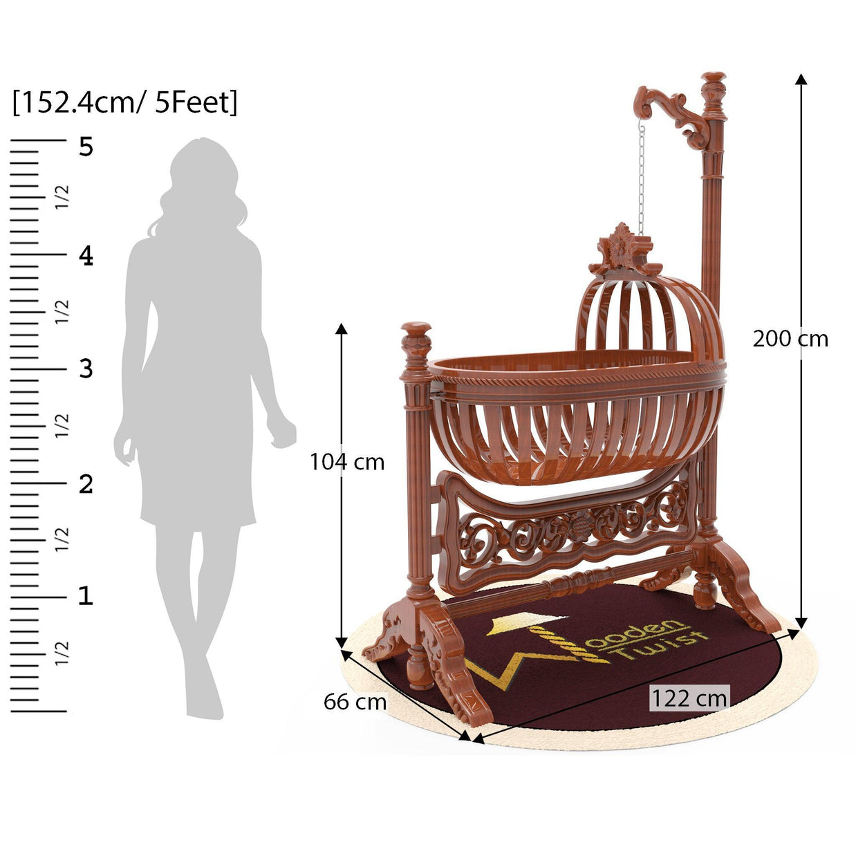 Royal Teak Wood Baby Cradle