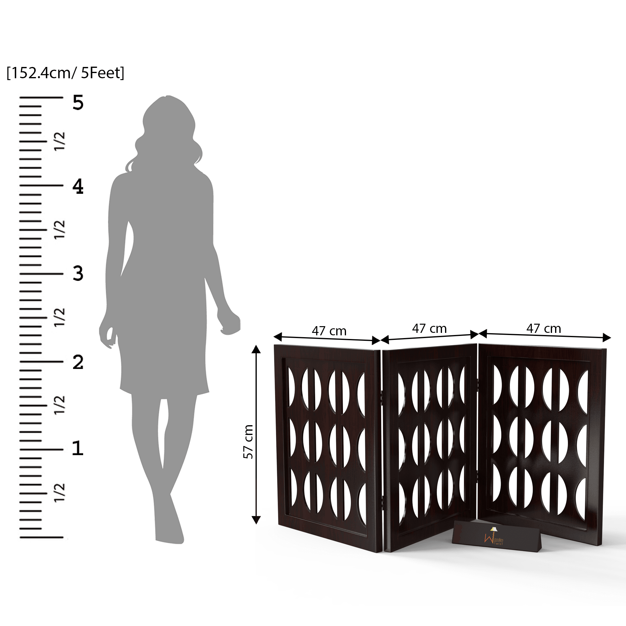 Wooden Portable Safety Pet Fence Gate Partition For Kids (3 Panel) - WoodenTwist