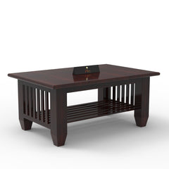 Handmade Teak Wood Coffee Table with Walnut Finish - WoodenTwist