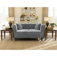 Square Arm Loveseat 2 Seater Sofa (Walnut Legs) - WoodenTwist