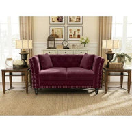 Square Arm Loveseat 2 Seater Sofa (Walnut Legs) - WoodenTwist