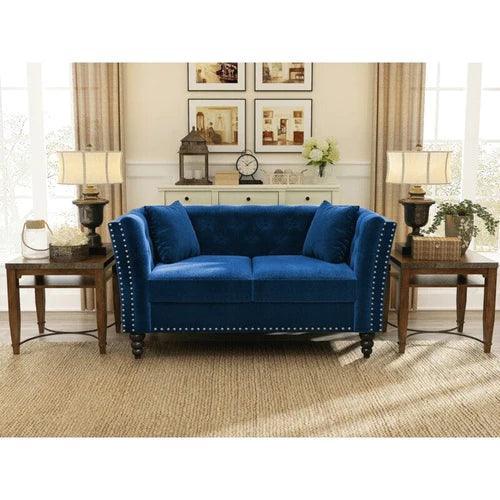 Square Arm Loveseat 2 Seater Sofa (Walnut Legs) - WoodenTwist