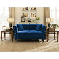 Square Arm Loveseat 2 Seater Sofa (Walnut Legs) - WoodenTwist