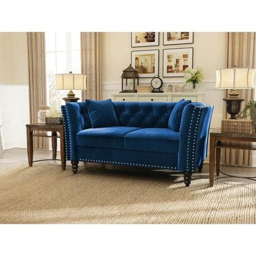 Square Arm Loveseat 2 Seater Sofa (Walnut Legs) - WoodenTwist