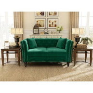 Square Arm Loveseat 2 Seater Sofa (Walnut Legs) - WoodenTwist