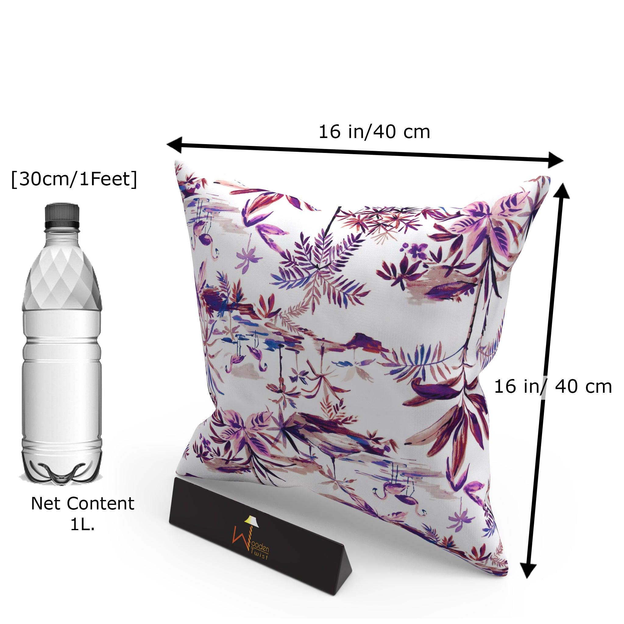 Fabrahome Square Reposa Floral Printed Velvet Fabric Cushion Cover - WoodenTwist