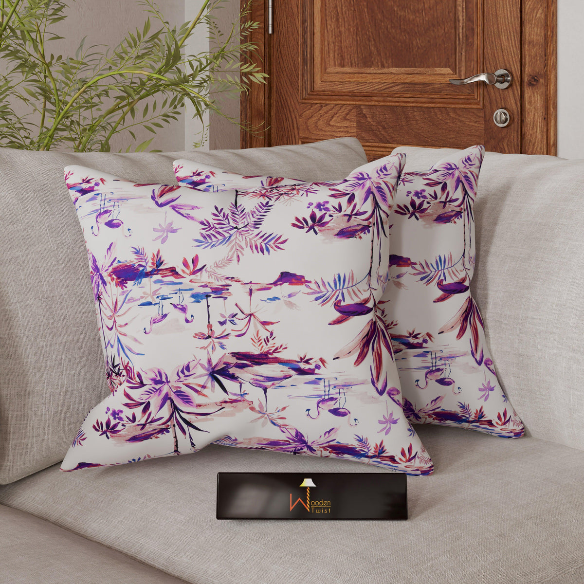 Reposa Purple Floral Velvet Cushion Cover