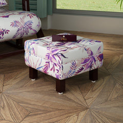 Reposa Floral Print Wooden Cushioned Footrest Stool (Walnut Legs) - WoodenTwist