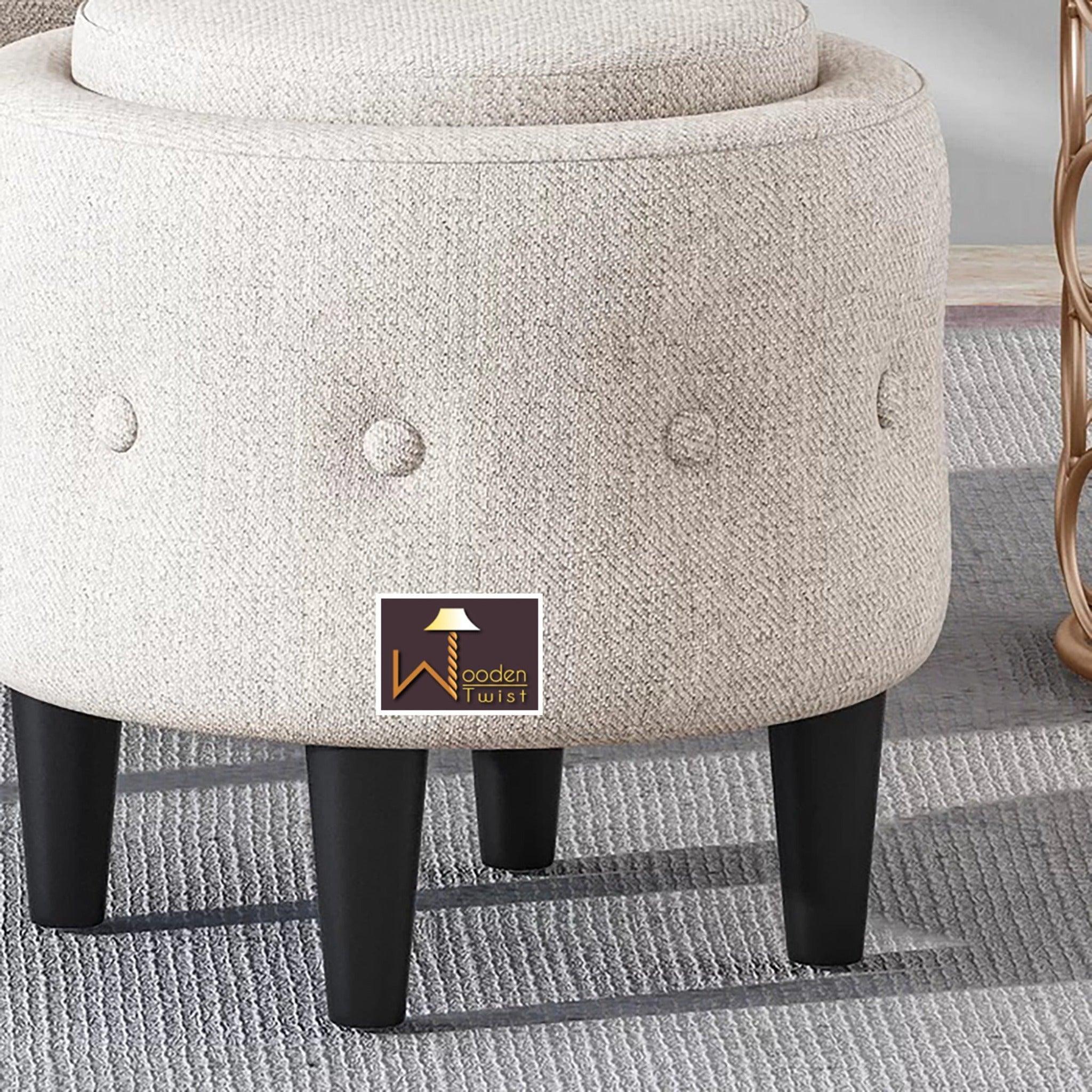 Wide Tufted Chesterfield Arm Chair with Ottoman Footrest (Walnut Legs) - WoodenTwist