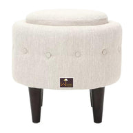 Wide Tufted Chesterfield Arm Chair with Ottoman Footrest (Walnut Legs) - WoodenTwist