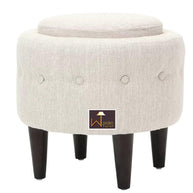 Wide Tufted Chesterfield Arm Chair with Ottoman Footrest (Walnut Legs) - WoodenTwist