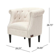 Wide Tufted Chesterfield Arm Chair with Ottoman Footrest (Walnut Legs) - WoodenTwist