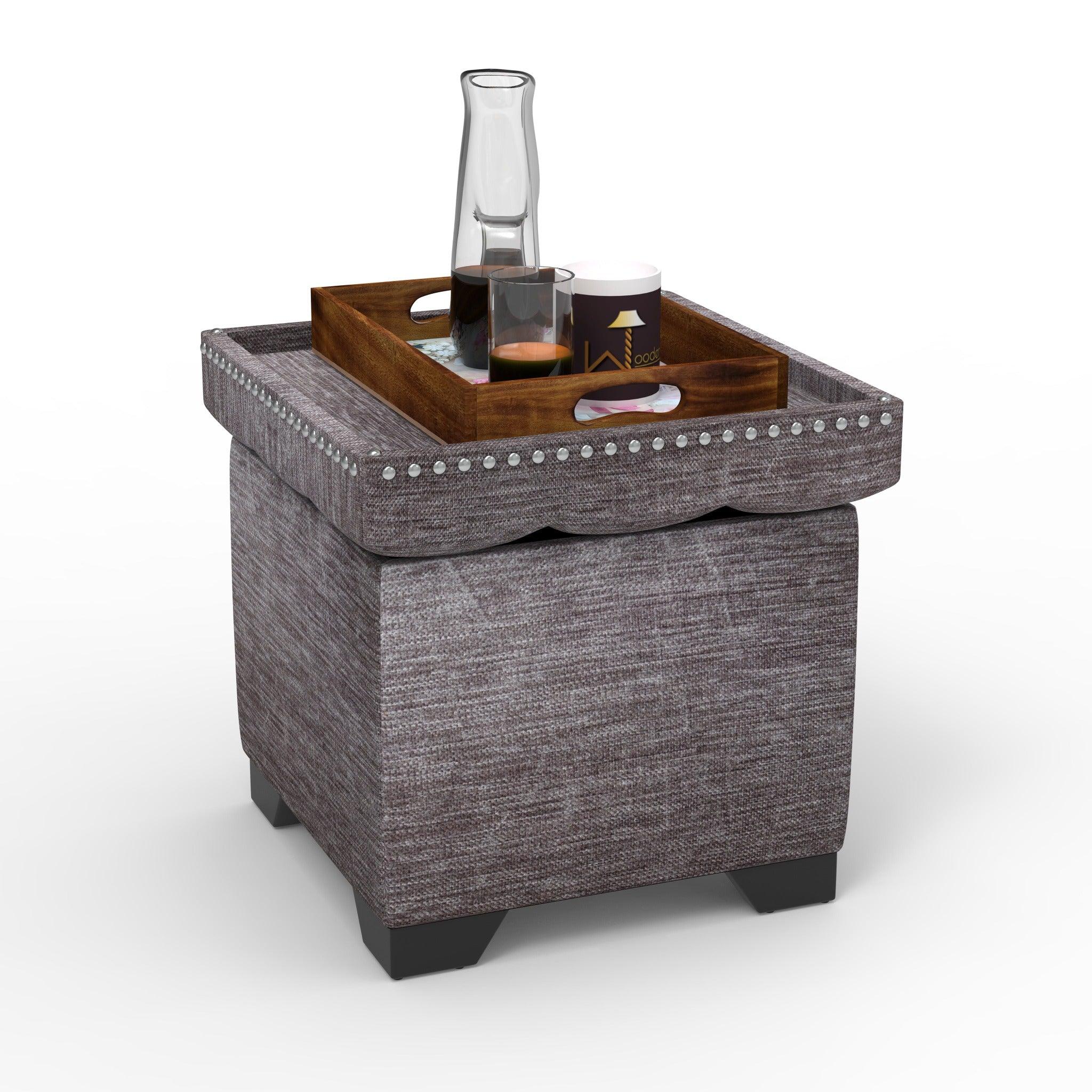 Eccentric Stool Cum End Table with Storage - WoodenTwist