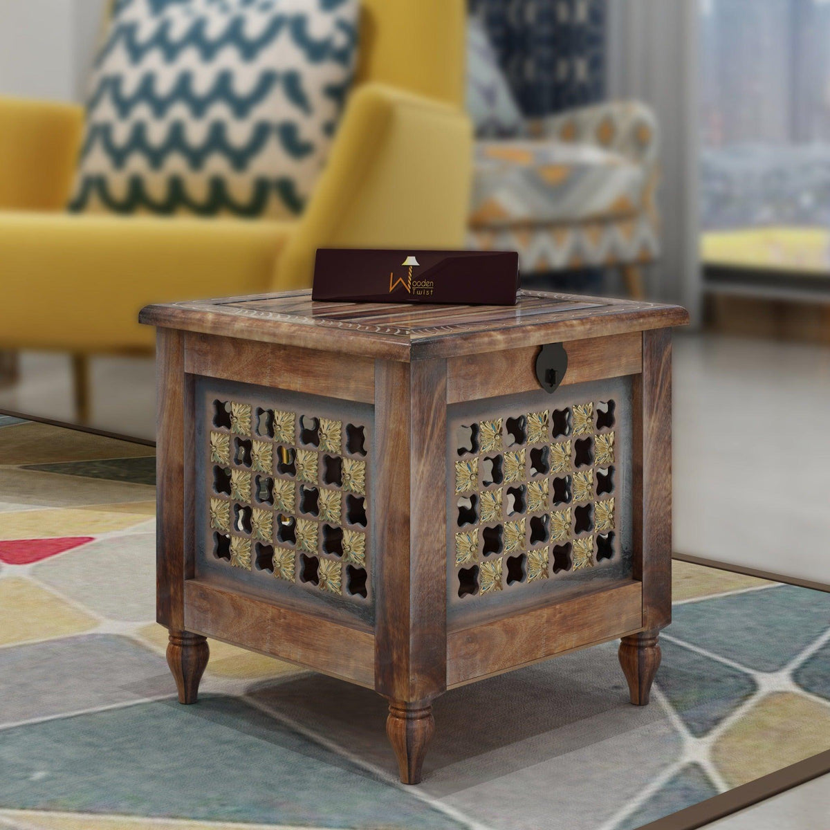 Handmade Mango Wood Storage Stool