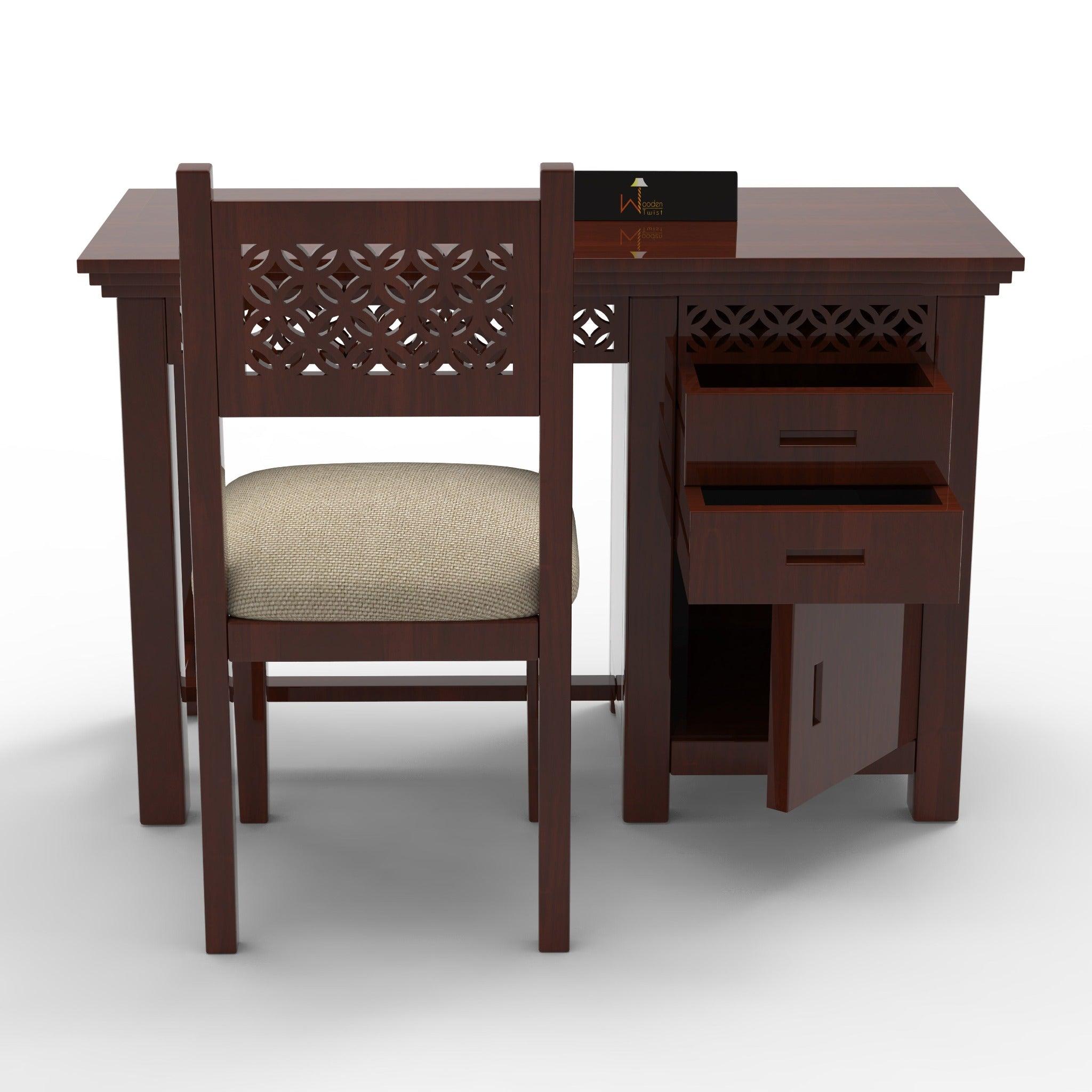 Forte Study Table & Chair Crafted in Premium Teak Wood - WoodenTwist