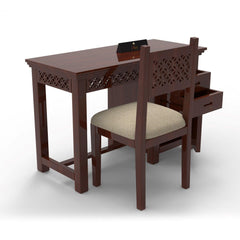 Forte Study Table & Chair Crafted in Premium Teak Wood - WoodenTwist