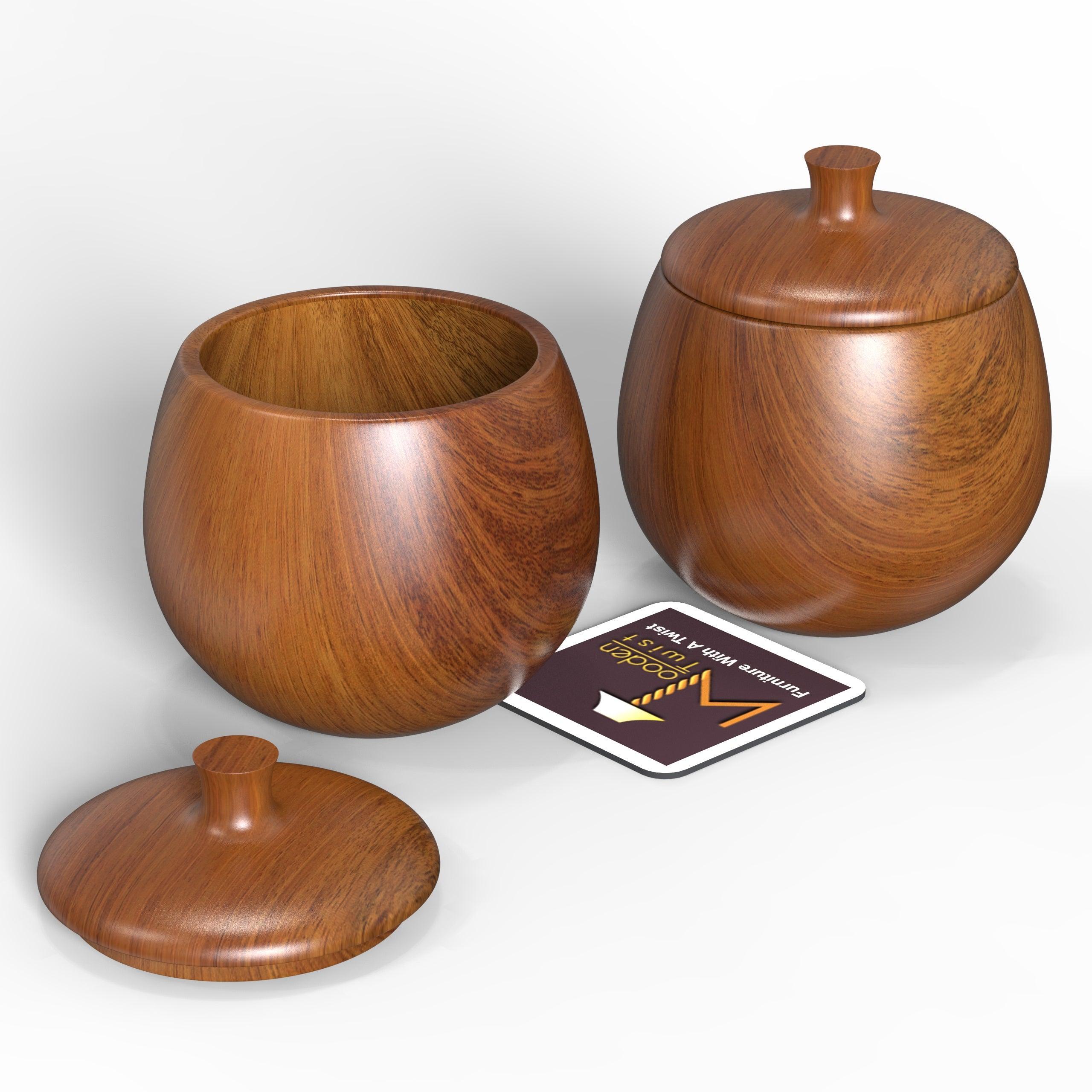 Multipurpose Wooden Small Container for Sauce Spice Pickle (Set of 2) - WoodenTwist