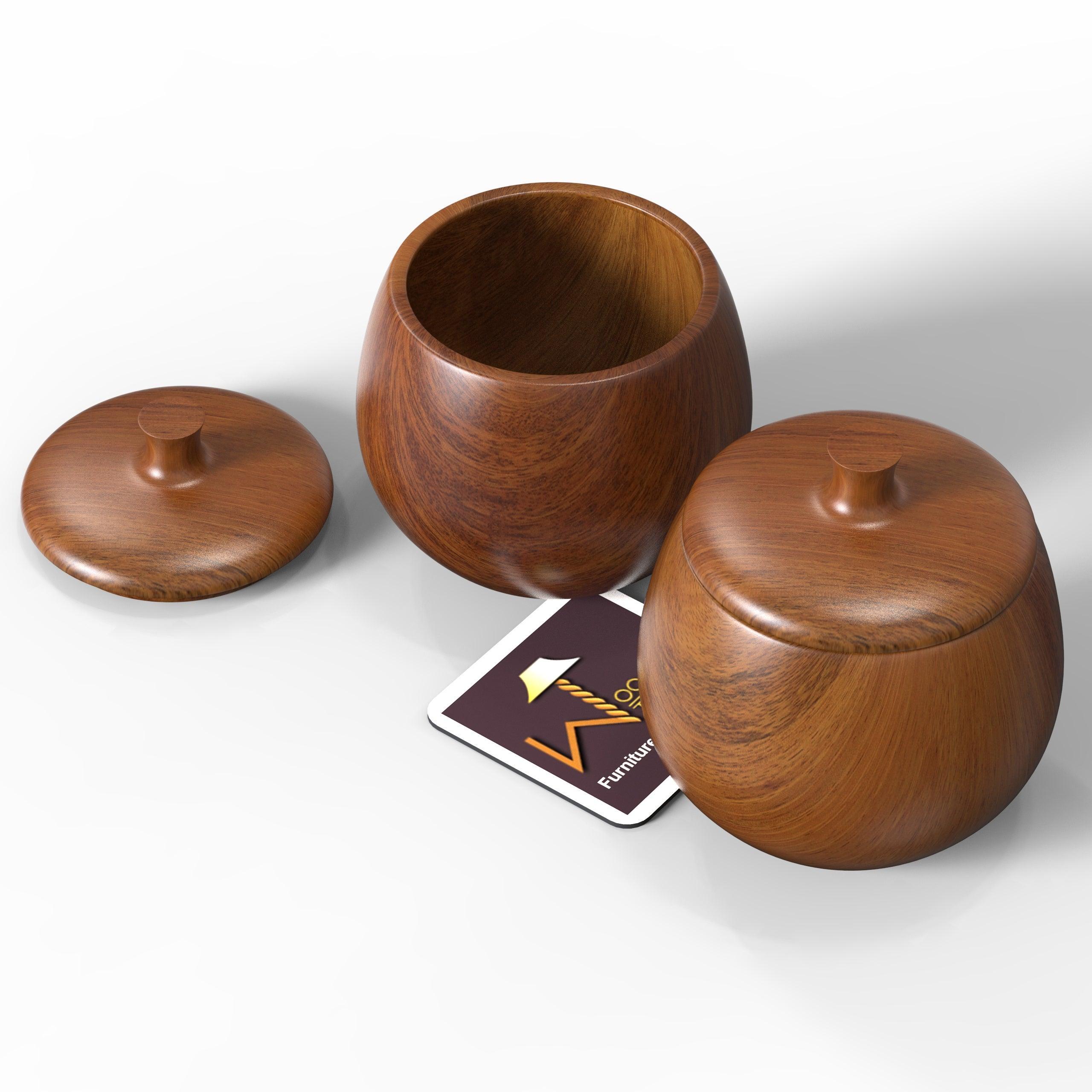 Multipurpose Wooden Small Container for Sauce Spice Pickle (Set of 2) - WoodenTwist
