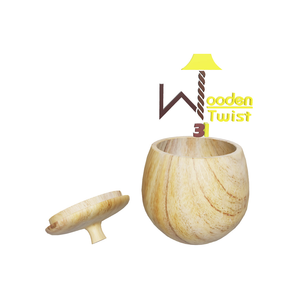 Wooden Twist Multipurpose Wooden Small Container for Sauce Spice Pickle ( Set of 2 )