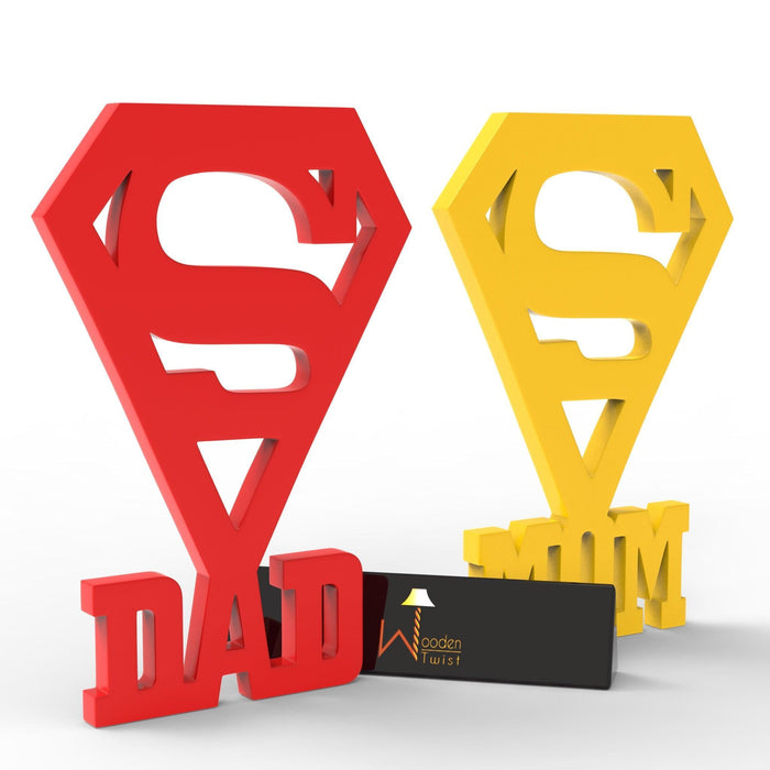 Buy Wooden Handmade Decorative Wall Sticker DAD & MOM Design (Red ...