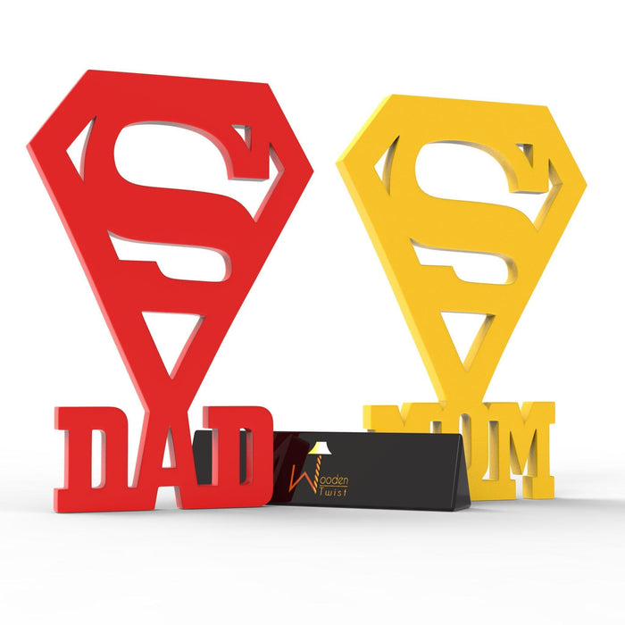 Buy Wooden Handmade Decorative Wall Sticker DAD & MOM Design (Red ...