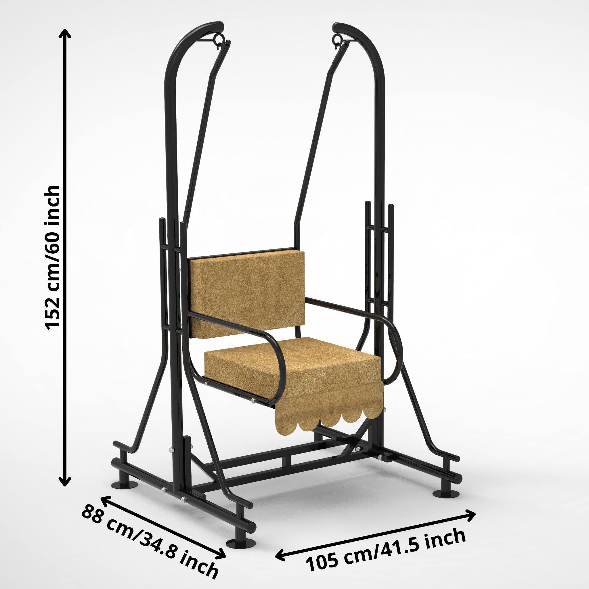 Spectacular Garden & Balcony Swing, Hammock, Jhoola (Single Seat) - Wrought Iron Frame Detail - WoodenTwist