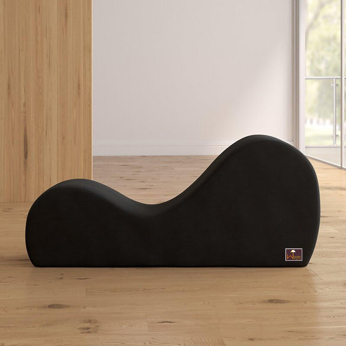 Wooden Armless Modern Chaise Lounge (Black Polyester) - WoodenTwist