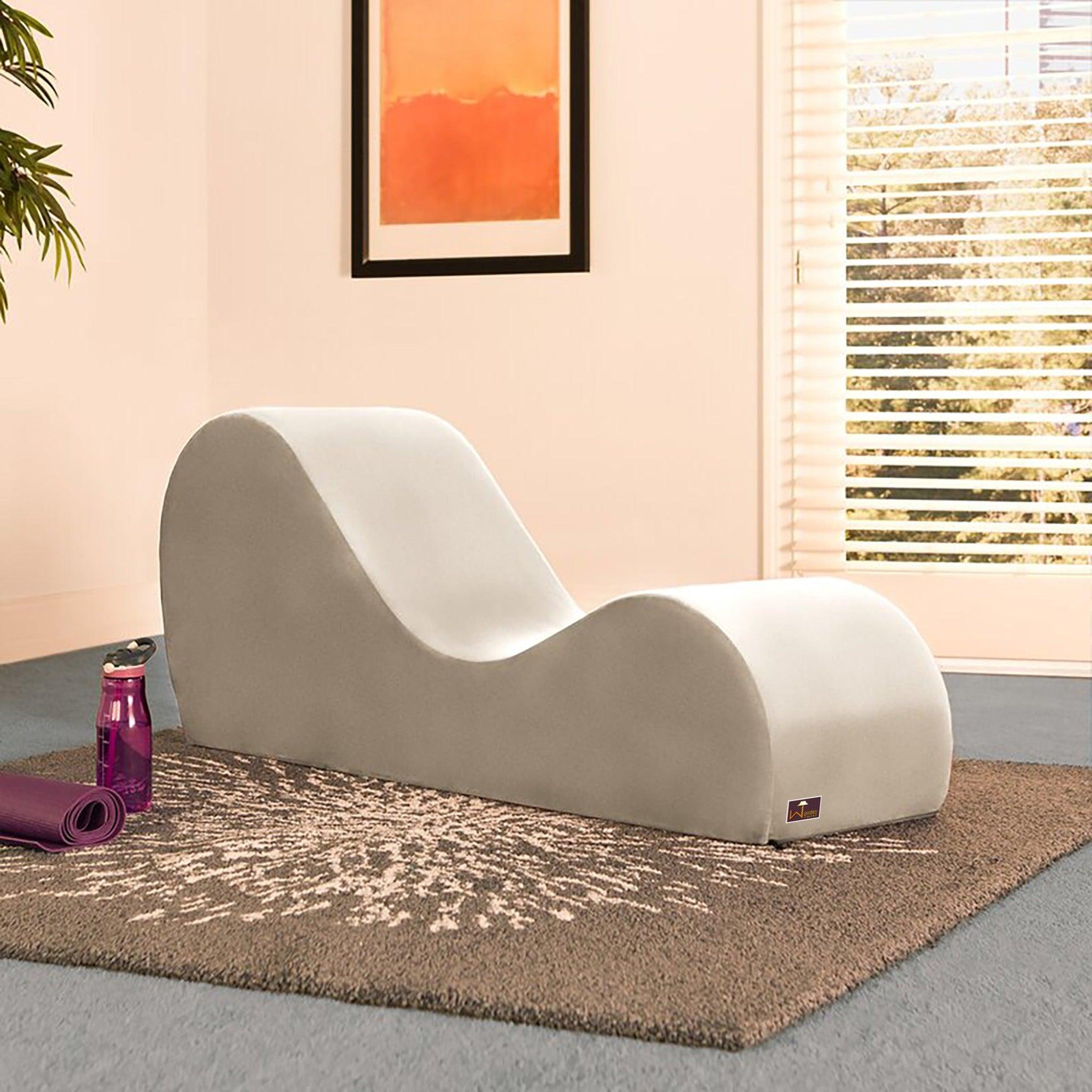 Wooden Armless Modern Chaise Lounge (Beige ) - WoodenTwist