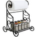 Plegable Black Kitchen & Bathroom Paper Towel Holder Stand Counter Top Shelf Rack & Towel Bar - WoodenTwist