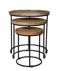 Iron Tray Table Set of 3 - WoodenTwist