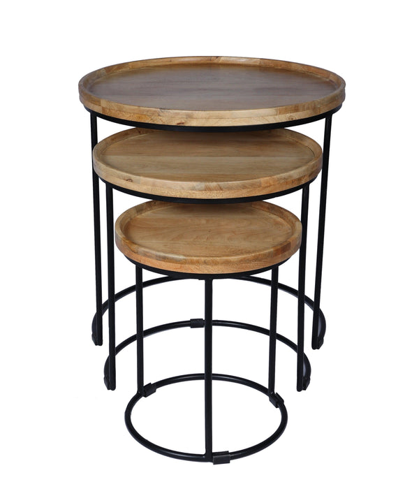 Iron Tray Table Set of 3 - WoodenTwist