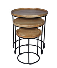 Iron Tray Table Set of 3 - WoodenTwist