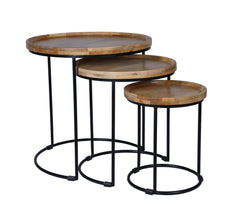 Iron Tray Table Set of 3 - WoodenTwist