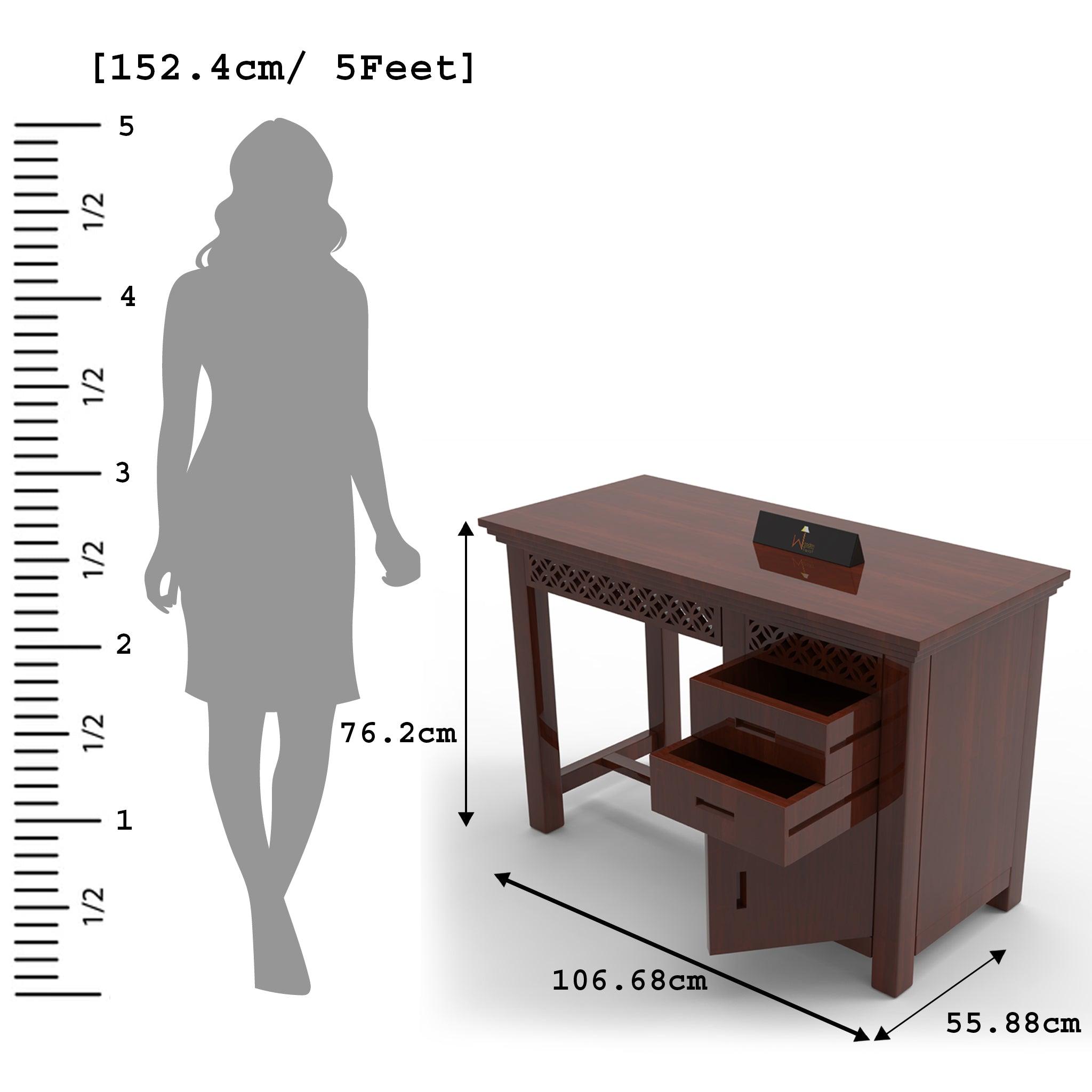 Forte Study Table & Chair Crafted in Premium Teak Wood - WoodenTwist