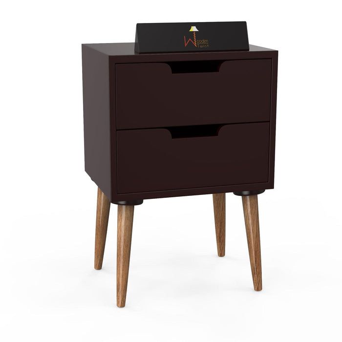 Amazing Bedside Table with Two Drawers (Brown) - WoodenTwist