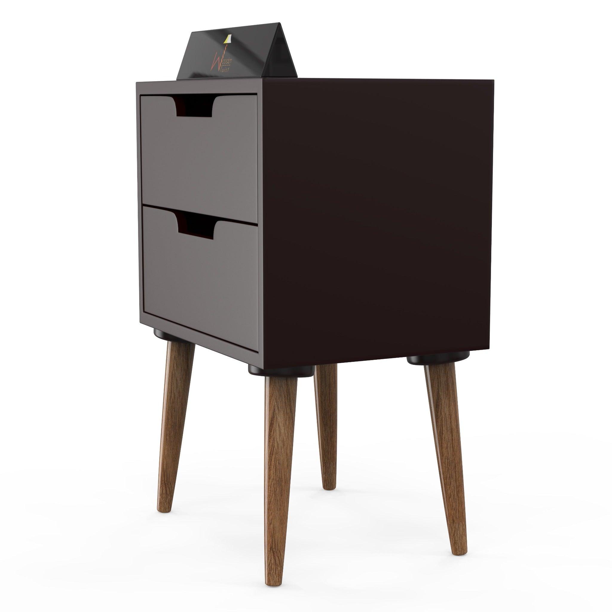 Amazing Bedside Table with Two Drawers (Brown) - WoodenTwist