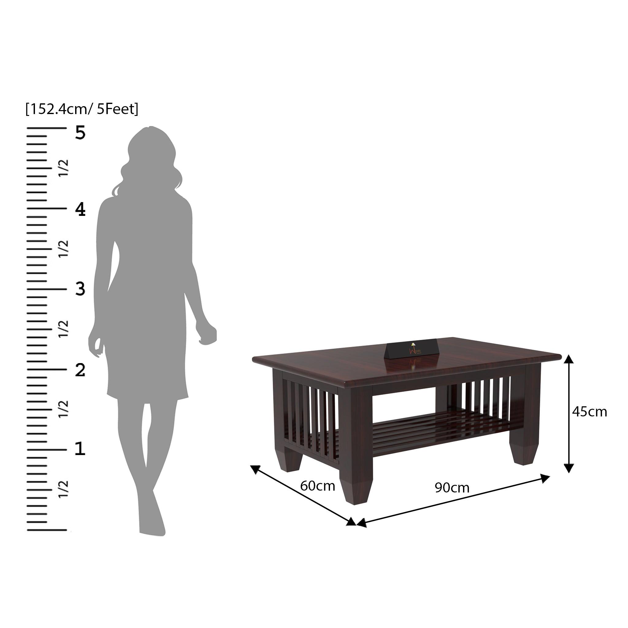 Wooden Teak Wood 5 Seater Sofa Set with Side Magazine Storage (3+1+1 And Coffee Table, Walnut Finish) - WoodenTwist