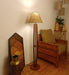 Tall Boy Wooden Floor Lamp With Yellow Printed Fabric Lampshade - WoodenTwist