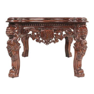 Handmade Carving Mahogany Finish Coffee Table - WoodenTwist