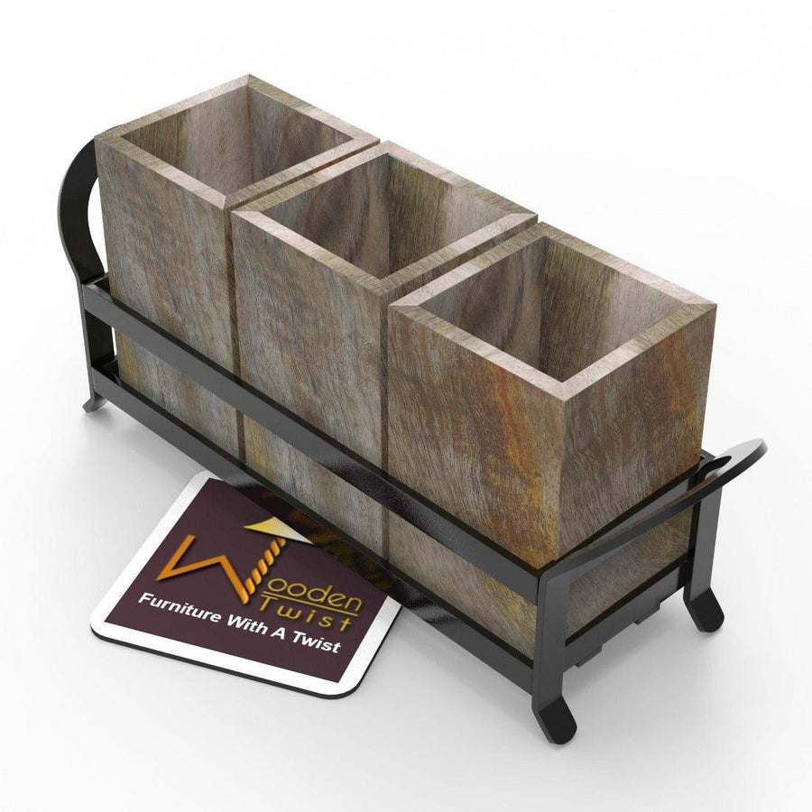Warm Wood Paired with Wrought Iron