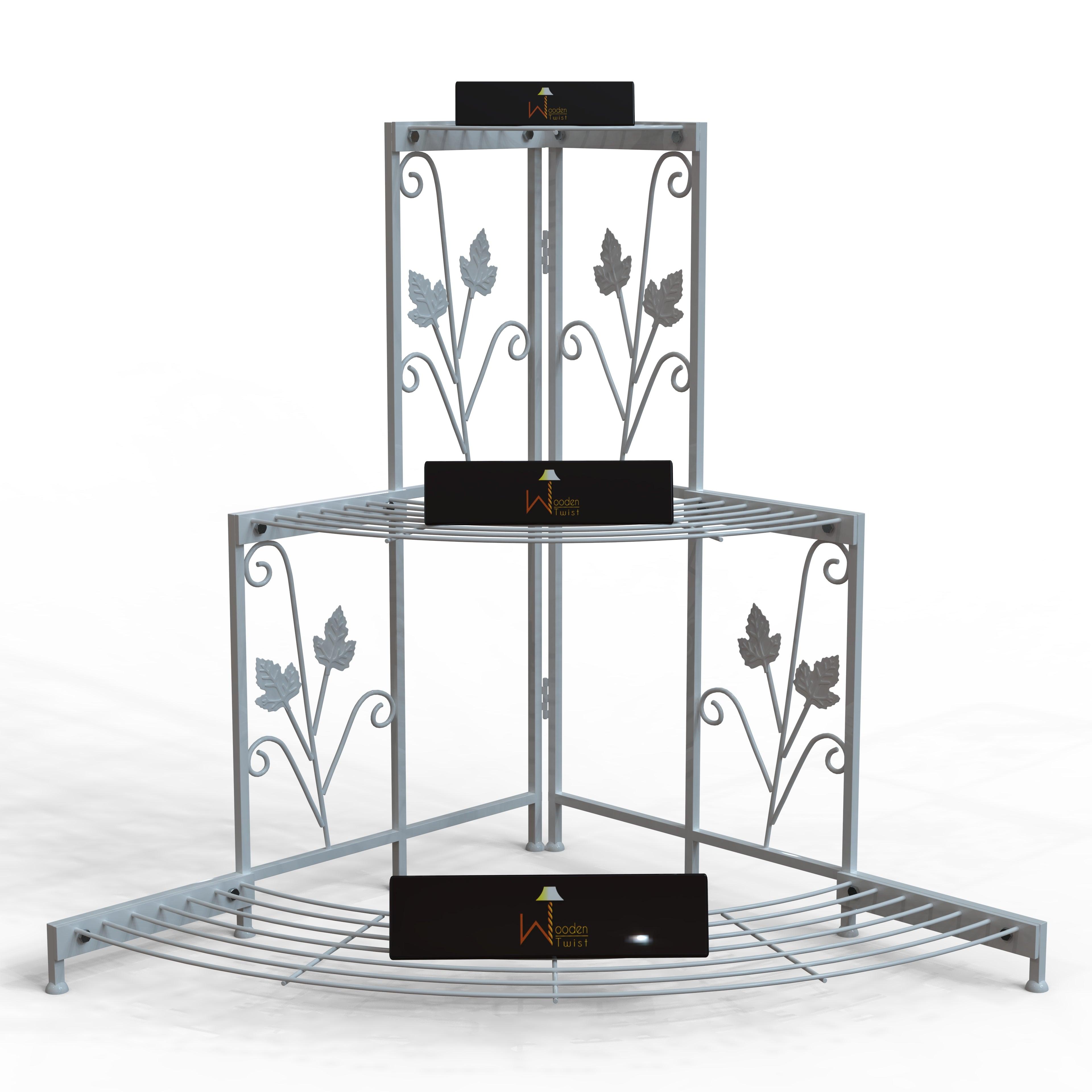 3 Tier Plant Stand Flor Corner Shelf - WoodenTwist