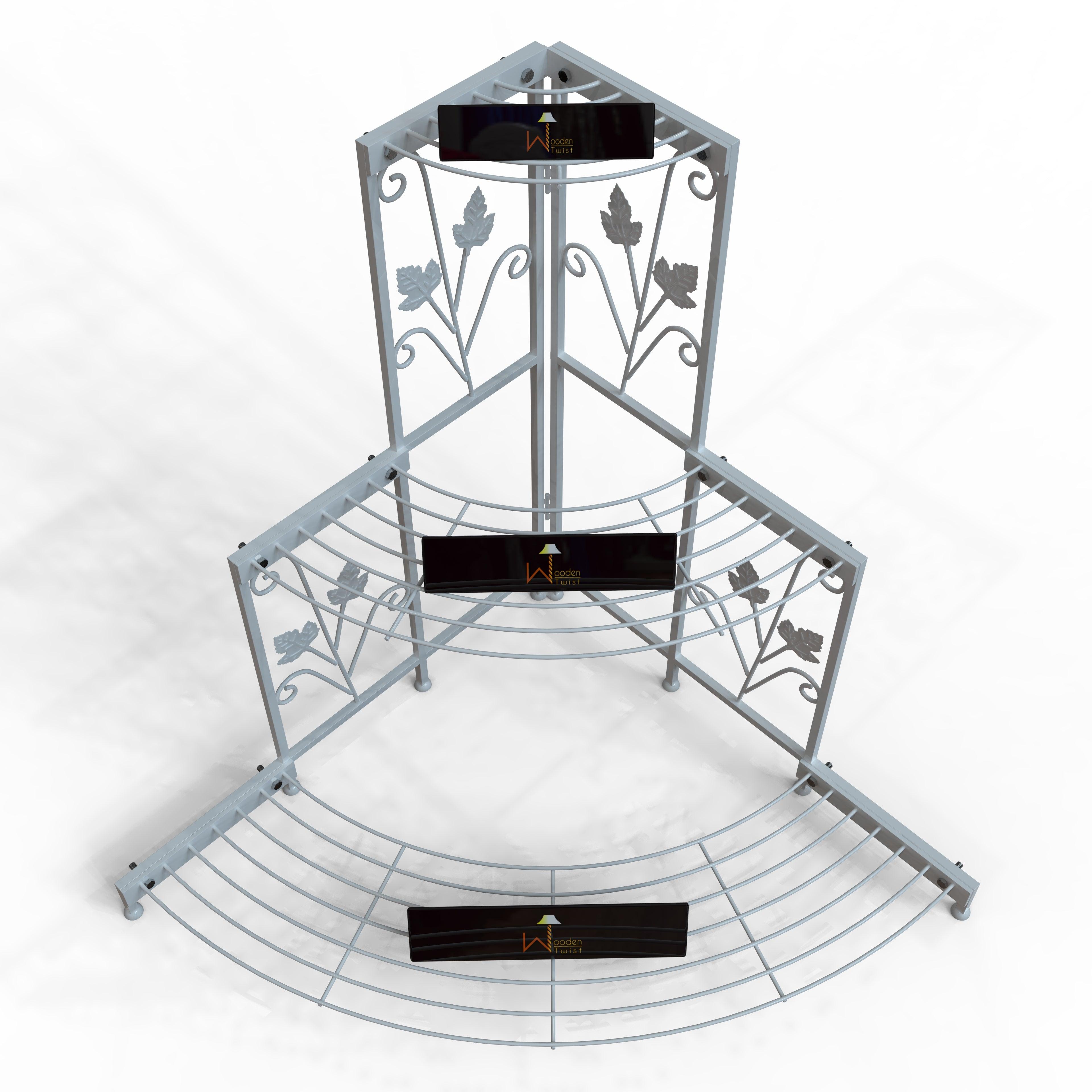 3 Tier Plant Stand Flor Corner Shelf - WoodenTwist